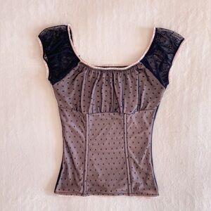 japanese swiss dot milkmaid corset top